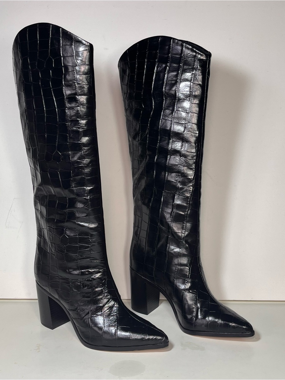 SCHUTZ Maryana Embossed Block Heel Tall Boots